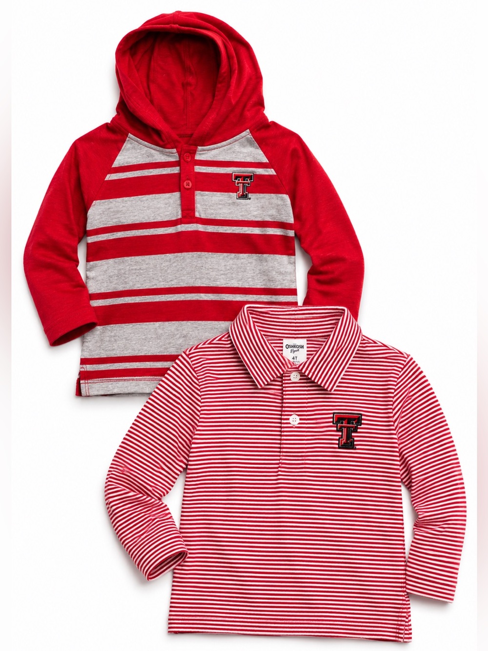 Texas Tech 2 Toddler Shirt Bundle 2T 3T Hooded Henley Polo Red Raiders NCAA Lot